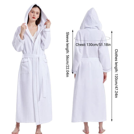 Hotel Bathrobe Waffle Hooded Robe Soft Absorbent for Men and Women Unisex Towels
