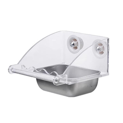 Parrot Stainless Steel Food Bowl Bird Feeder Cage Hanging Dish for Pet Birds - M