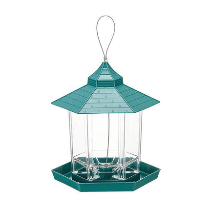 Garden Hanging Wild Bird Feeder Birds Gazebo Shape Container Waterproof Outdoor - Green