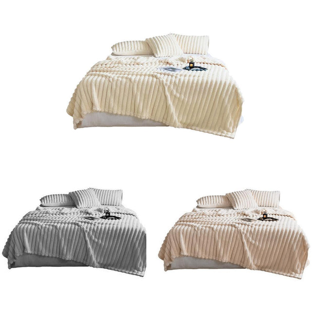 Plush Blanket Leisure Blanket Autumn Winter Warm Nap Throw Soft Cozy - White-100x150cm