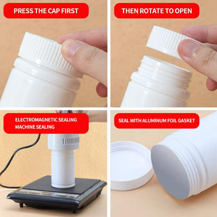 100pcs White Plastic Capsule Bottle Small Medicine Granule Packaging Container - 50ml