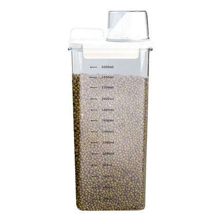 Sealed Household Grain Storage Box Transparent Rice Bucket Kitchen Storage - 2300ml