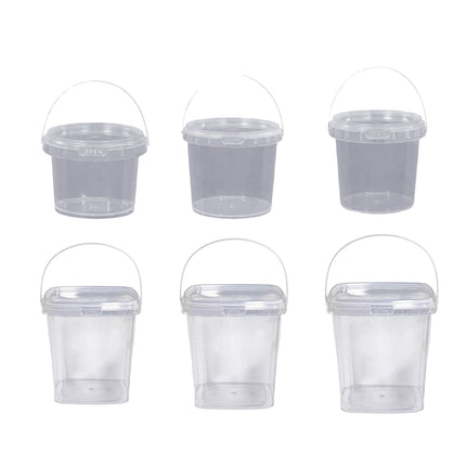 20pcs Plastic Round Bucket with Lid Transparent Portable Storage Gift Container - Round 1000ml
