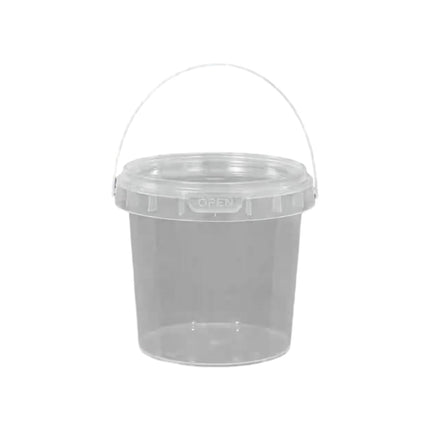 20pcs Plastic Round Bucket with Lid Transparent Portable Storage Gift Container - Round 1000ml