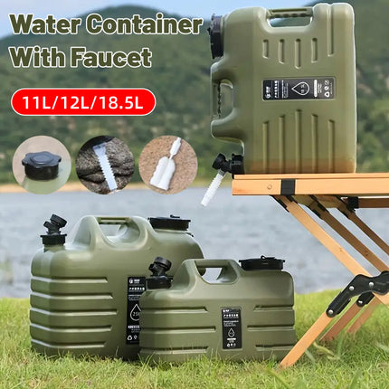 Outdoor Camping Water Storage Bucket with Faucet Portable Square Drinking Tank - 18L