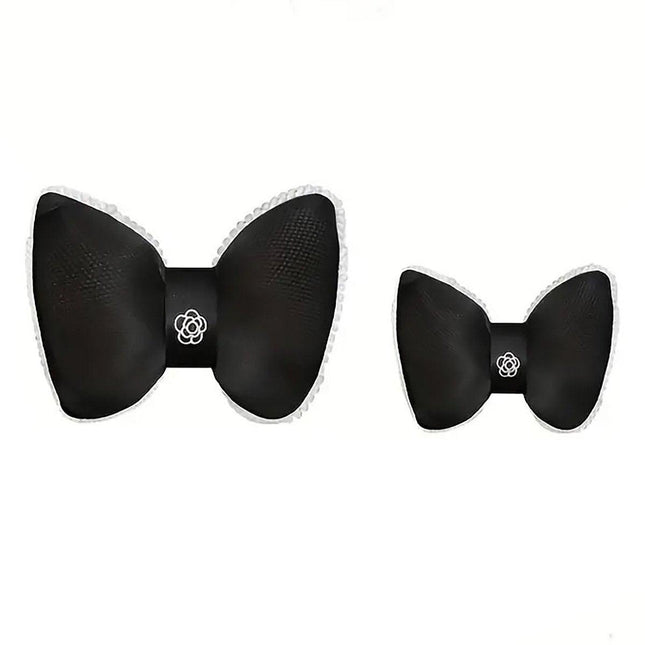 Black Bowknot Neck Pillow Plush Bow Tie Soft Plush Car Headrest Waist Support - Waist