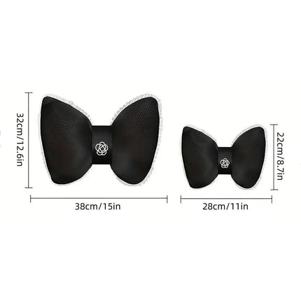 Black Bowknot Neck Pillow Plush Bow Tie Soft Plush Car Headrest Waist Support - Waist