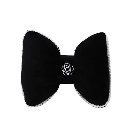 Black Bowknot Neck Pillow Plush Bow Tie Soft Plush Car Headrest Waist Support - Waist