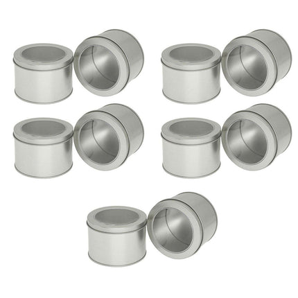 10pcs Open Window Cake Tin Box Bakery Biscuit Packaging Storage Tin Box Set - Sliver