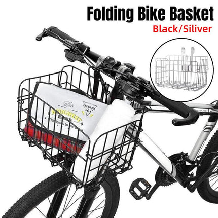 Foldable Bicycle Basket Front and Rear Hanging Storage Rack Bike Accessories - Silver