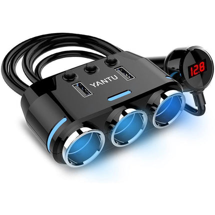 3 Way Multi Car Cigarette Lighter Socket Splitter Dual USB Charger/Power Adapter