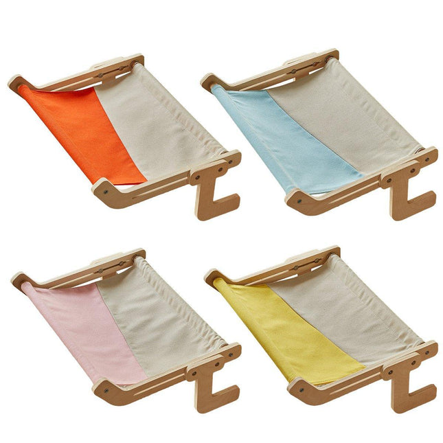 Window Hanging Cat Hammock Solid Wood Sun Bed Nest for All Seasons Durable - Grey+Blue