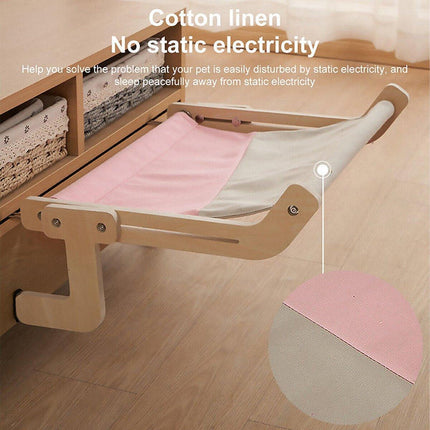 Window Hanging Cat Hammock Solid Wood Sun Bed Nest for All Seasons Durable - Grey+Orange