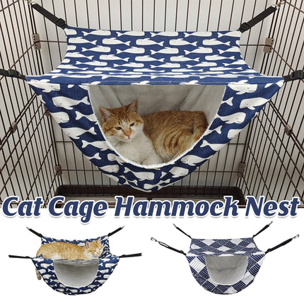 Cat Hammock Hanging Bed Cage Nest Soft Pet House Basket Cat Sleeping Supplies - Blue Whale