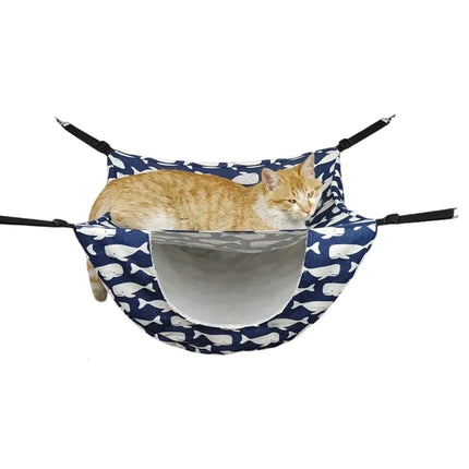 Cat Hammock Hanging Bed Cage Nest Soft Pet House Basket Cat Sleeping Supplies - Blue Whale