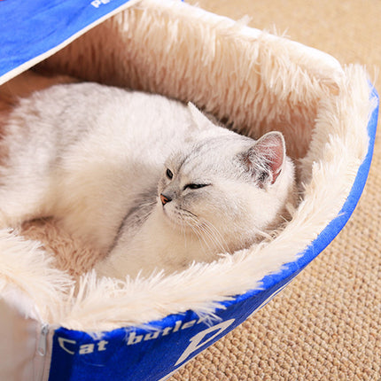Rectangular Cookie Box Pet Bed for Cats Dogs Cat Bed Kitten Puppy Soft Pet House - Blue L