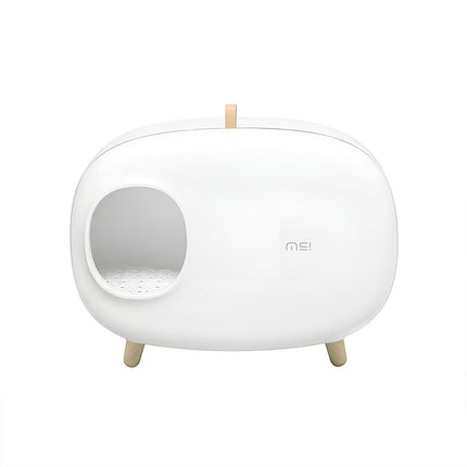 Cat Litter Box Semi-closed Cat Supplies Cat Toilet Drawer Large Cat Litter Box - White