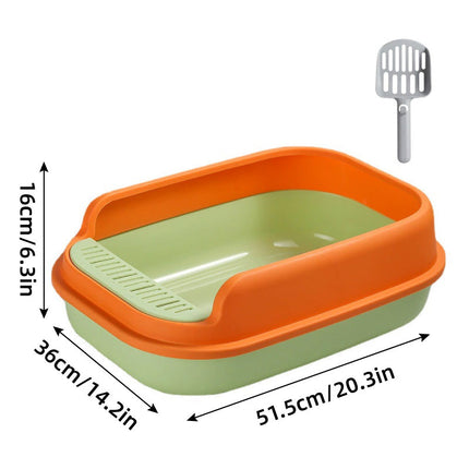 12L Semi Enclosed Large Cat Litter Box with Delivery Shovel Easy Clean Toilet - White-Grey