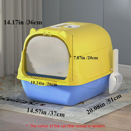 Enclosed Cat Litter Box Lid Scoop Splash Proof Lift Top Removable Toilet Tray - Purple