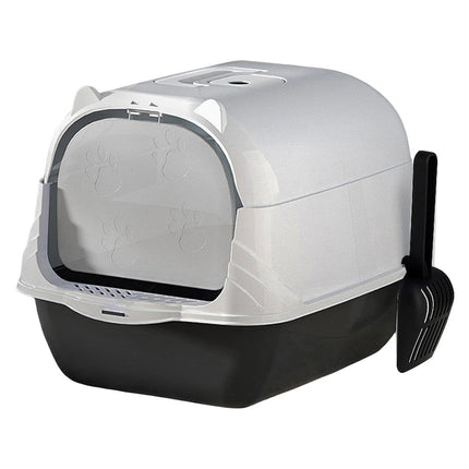 Enclosed Cat Litter Box Lid Scoop Splash Proof Lift Top Removable Toilet Tray - Blue Yellow