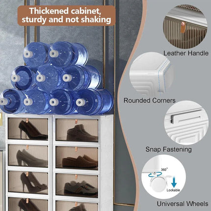 4 Tier Plastic Storage Cabinet with Wheels Large Capacity Foldable Storage Bins
