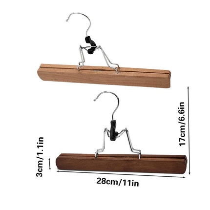 10pcs Solid Wood Skirt Clip Non Slip Hanger Flannel Trouser Clothes Organizer - Light Brown
