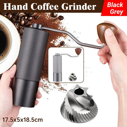 Hand Crank Coffee Grinder for Home Travel Stainless Steel Durable Easy Clean - Black