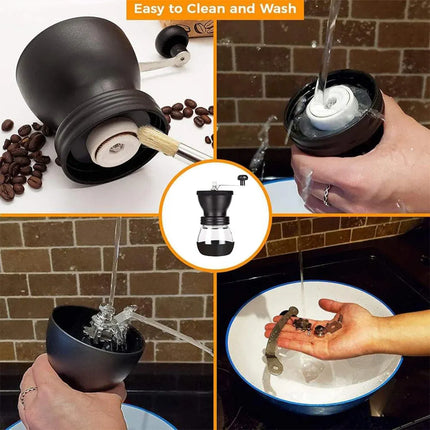 Manual Coffee Bean Grinder Glass Hand Crank Portable Grinding Mill for Home Use
