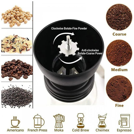 Manual Coffee Bean Grinder Glass Hand Crank Portable Grinding Mill for Home Use