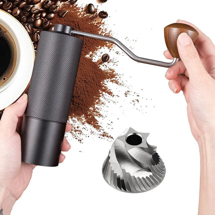 Hand Crank Coffee Grinder for Home Travel Stainless Steel Durable Easy Clean - Grey