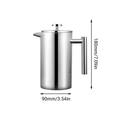 French Press Coffee Pot 600ml 304 Stainless Steel for Home Office Tea Coffee