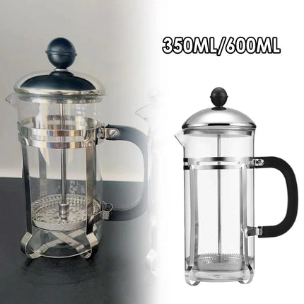 350ml 600ml Stainless Steel Glass French Press Coffee Tea Maker for Home Office - 600ML