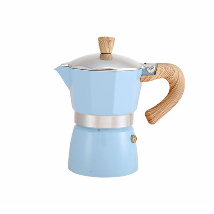 Portable Coffee Maker Wood Grain Handle Outdoor Manual Espresso Machine Camping - Beige-150ml