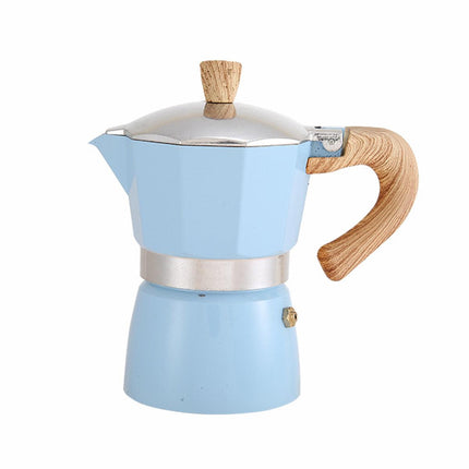 Portable Coffee Maker Wood Grain Handle Outdoor Manual Espresso Machine Camping - Beige-150ml