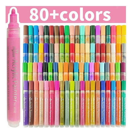 Flysea 12-80 Colours Acrylic Paint Pens Painting Stone Ceramic Glass Markers 0.7 - 35-Colour Set (15 Medium+ 20 Fine Tip)