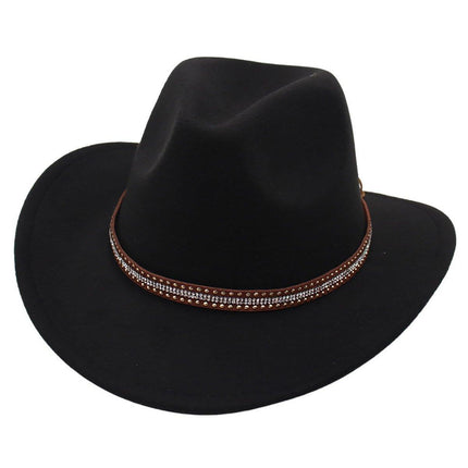 Western Cowboy Hat American  Jazz Hat for Men Women Upside Down Top Hat - Red