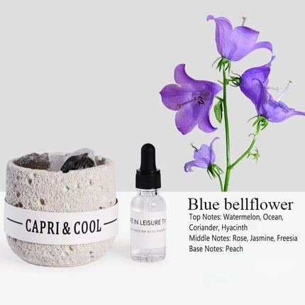 Crystal Stone Oil Diffuser Passive Aromatherapy Set White Natural Bedroom Decor - Blue Bellflower