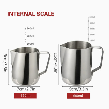 Stainless Steel Latte Art Cup 350ml 600ml Milk Frothing Pitcher Coffee Barista - 600ml