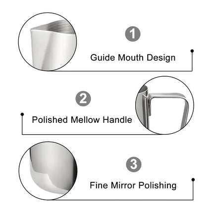 Stainless Steel Latte Art Cup 350ml 600ml Milk Frothing Pitcher Coffee Barista - 600ml
