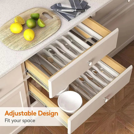 Portable Tableware Storage Box Telescopic Household Storage Tray Organizer