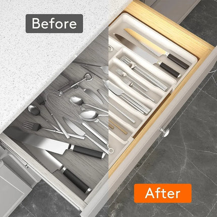 Portable Tableware Storage Box Telescopic Household Storage Tray Organizer