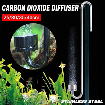 Stainless Steel Aquarium CO2 Diffuser Carbon Dioxide Atomizer Grass Tank Bubbler - 40cm