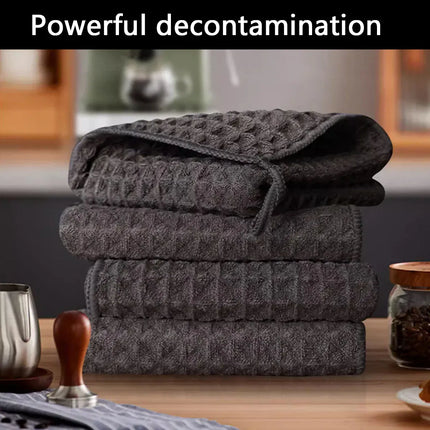 5PCS Waffle Cleaning Cloth Coffee Machine Bar Towel Dish Rag Absorbent - Blue