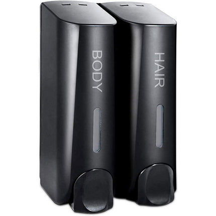 Hotel Wall Mounted Soap Dispenser Bathroom Shampoo Shower Gel Hand Soap Box - Black-Double