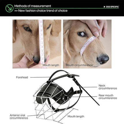 Anti Bite Anti Bark Dog Muzzle Mouthguard Adjustable for Small Medium Large Dogs - Black-L