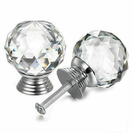 Crystal Glass Cabinet Knobs Drawer Pull Handles Cupboard Door Knob with Screws 10Pcs - 40mm