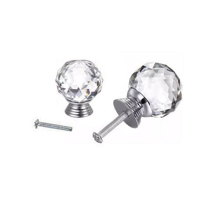 Crystal Glass Cabinet Knobs Drawer Pull Handles Cupboard Door Knob with Screws 10Pcs - 40mm