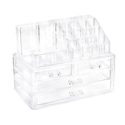 Holder Cosmetic Makeup Organiser 4 Drawer Storage Jewellery Box Clear Acrylic - Without Black Mesh Pad