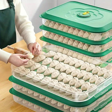 3/4 Layer Large Capacity Dumpling Box Sealed Fresh Wonton Storage Container - White-3 Layer