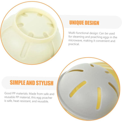 Microwave Egg Steamer With Lid Kitchen Egg Cooker Poacher Steam Box Container - White